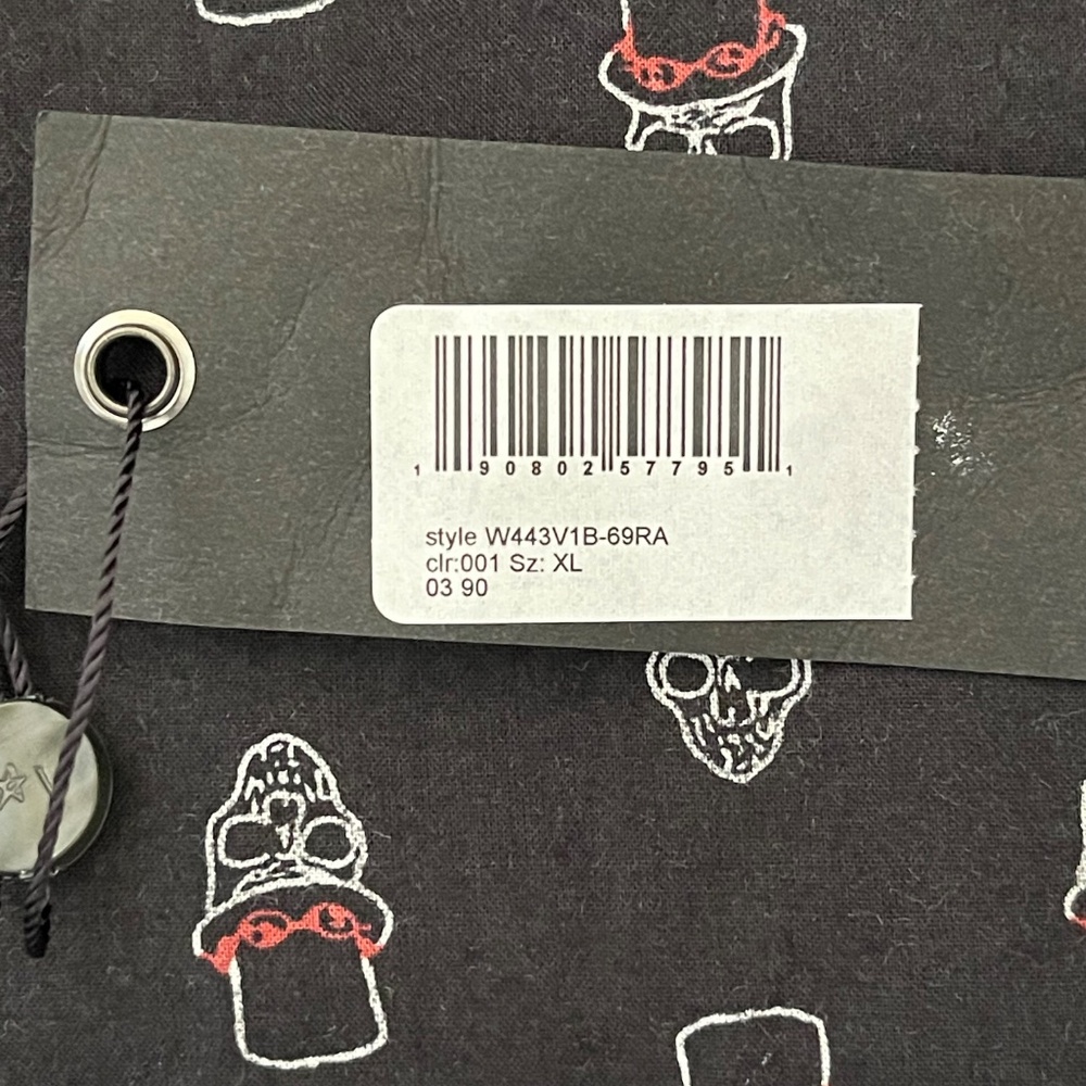 John Varvatos Skull in Top Hat Print Shirt - NWT - Picture 4 of 9